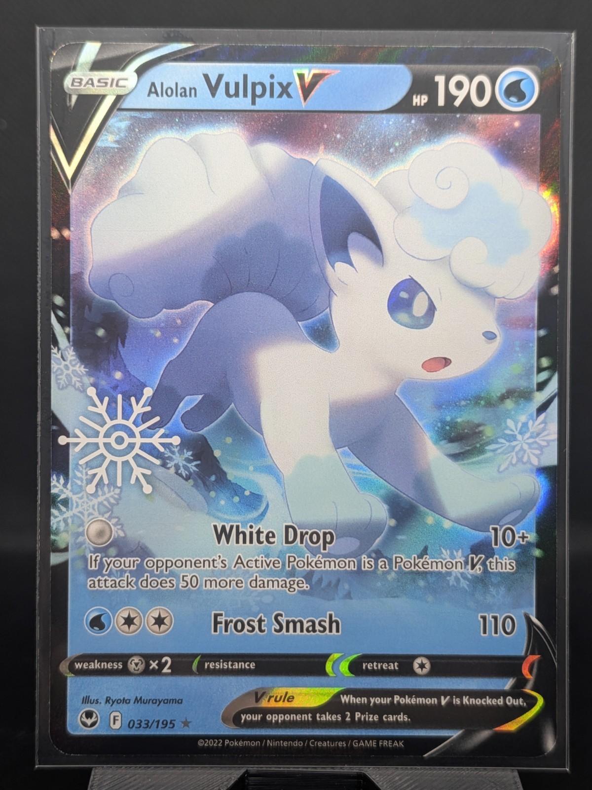 Alolan Vulpix V 033/195 Ultra Rare Silver Tempest  Pokemon TCG - Mint Condition