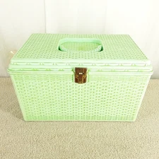 Repair- Wil-Hold Sewing Box w/2 Trays, Plastic Basket, Mint Green, TV Movie Prop