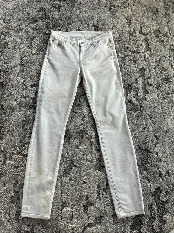 7 For All Mankind White Skinny Denim Jean Size 26 -Made in USA