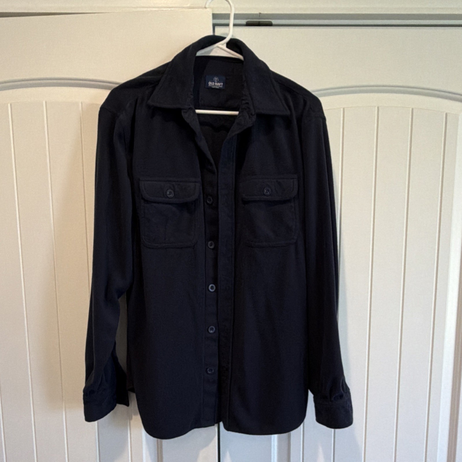 Old Navy Men's M Blue Fleece Button-Up Shirt Jacket Regular Fit Pockets