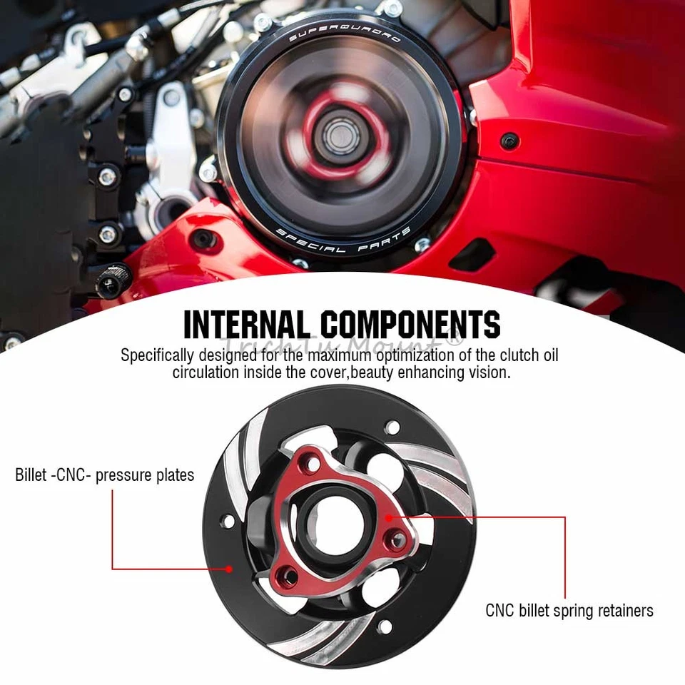 Cubierta de embrague transparente Racing + retenedor de resorte para Ducati 1199 959 1299 Panigale V2 Foto 4 de 4