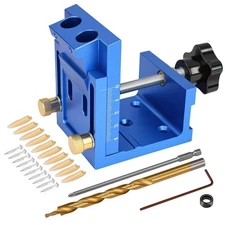 Pocket Hole Jig Kit - Adjustable Angle Drill Guide Tools for Doweling Maker, ...