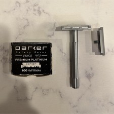 Parker Metal Safety Razor with Premium Platinum Half Blades