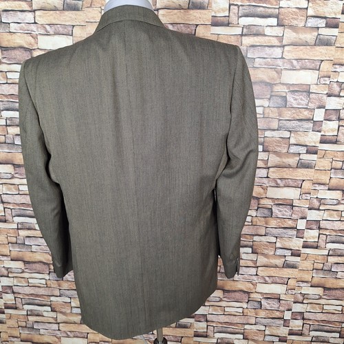 J Ferrar 2 Piece Suit Mens 46L 36X32 Olive Nailhead 3 Button Ventless - Picture 4 of 11