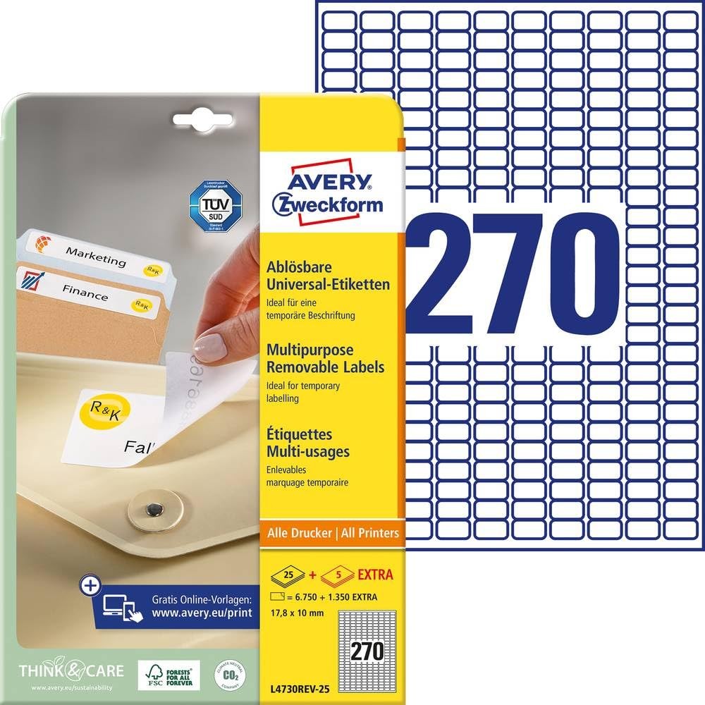 Étiquettes Avery Zweckform 17,8x10mm pour l'organisation de vos dossiers