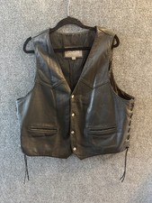 Wilson  s Leather Genuine Leather Biker Vest XXL Black Eagle Lace Up