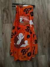 Casper the Friendly Ghost Halloween Orange Plush Throw 50" x 70" BOO