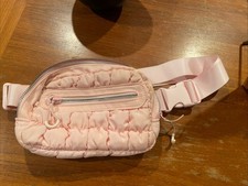Quilted Pink Puffer Fanny Pack Waist Belt Bag Adjustable Strap Zip Closure NWOT