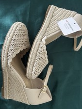 Sandales à Plateforme Wedge En Corde VILLAGER By Liz Claiborne - Taille US 8, Couleur Naturelle - Occasion Superbe état