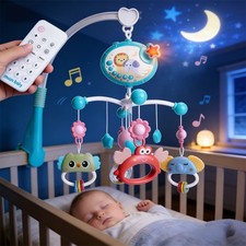 Crib Mobile with Music and Lights, Baby Mobiles Projection for Infants 0-12 Baby