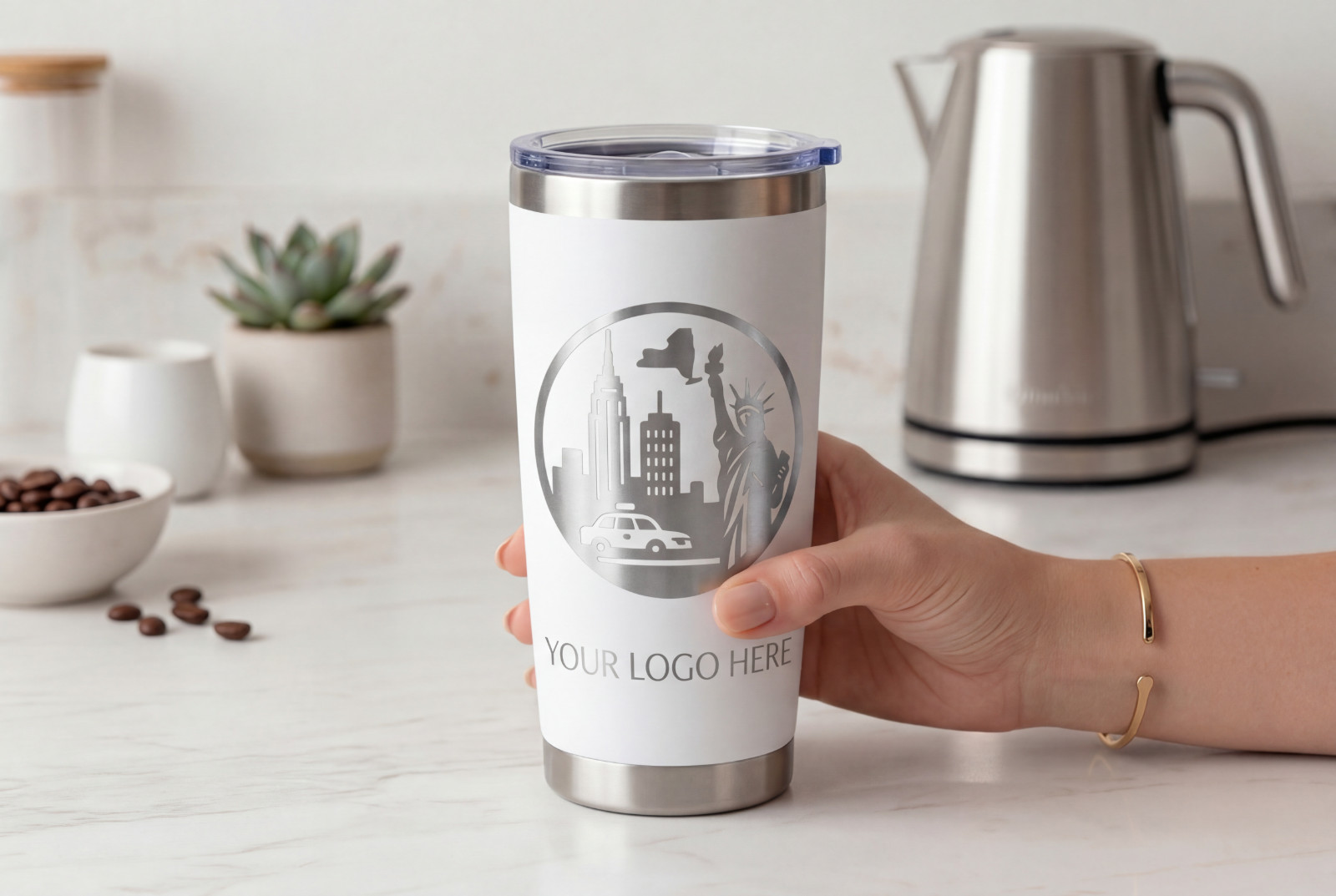 Custom Laser Engraved Tumbler with Your Logo - Personalized 