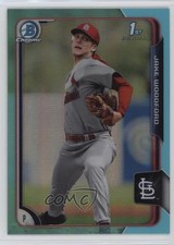 2015 Bowman Draft Chrome Sky Blue Refractor Jake Woodford #187 g6p
