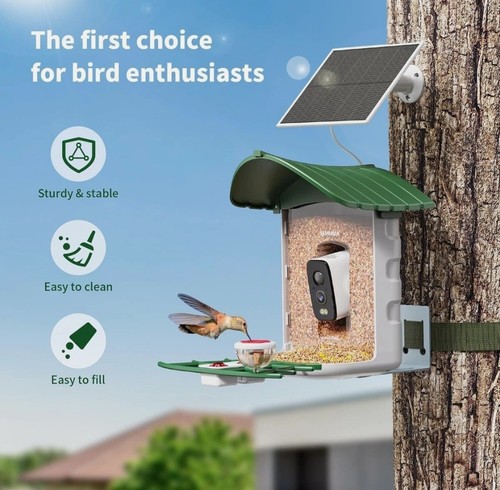 SEHMUA Bird Feeder with Camera, HD Bird Watching Camera 1 Year Trial AI Identify - Picture 5 of 9