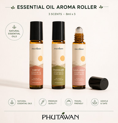 3 x Essential Oil Aroma Roller   Relaxing, Grounding & Energizing Scents 8ml.