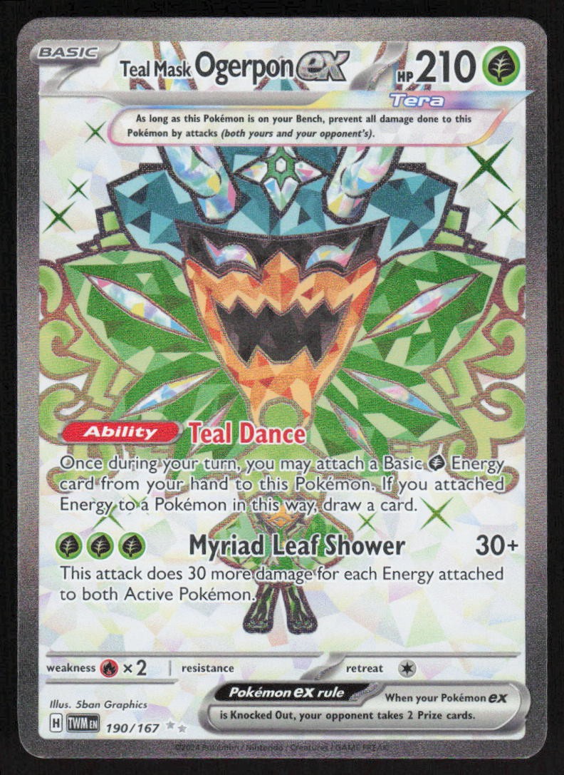 Teal Mask Ogerpon ex - Holo 190/167 NM SV06: Twilight Masquerade Pokemon Card
