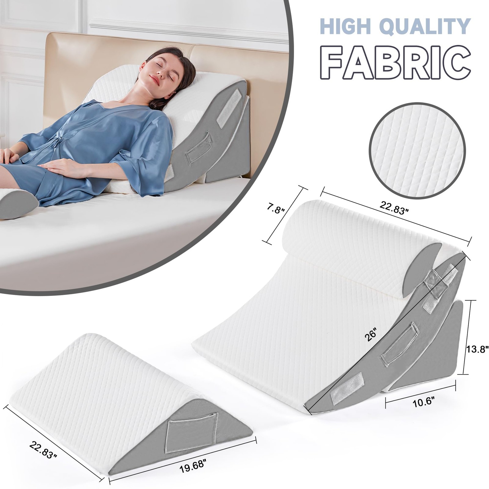 4PCS Orthopedic Bed Wedge Pillow Set for Sleeping, Post Surgery Foam Pillow f...