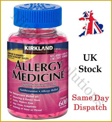 Kirkland Signature Allergy Relief 25mg 600 Minitabs Tablets Bulk Antihistamine