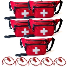 ASA TECHMED 5 Pack Lifeguard Fanny Pack With Whistle Lanyard - Baywatch Style...