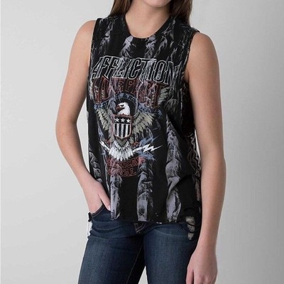 Affliction American Metal Top Womens Sleeveless Large USA Grunge Biker Indie Y2K