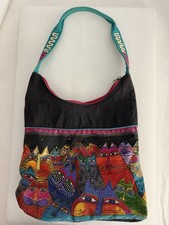 Laurel Burch Cat Medium Canvas Scoop Purse Tote Bag Handbag Fantasticats