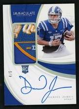 2019 Panini Immaculate 116 Daniel Jones Collection Collegiate Rookie /5 Auto
