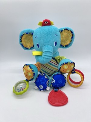 Bright Starts Baby Crib toy Blue Elephant teether rattle crinkle 9 