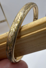Antique Victorian Gold Filled Floral Etched Hinged Baby Bangle Bracelet