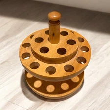 Rotating Wooden Craft Scissors & Brush Holder Carousel – 18 Hole Organizer Stand
