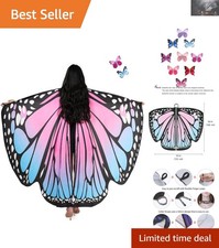 Enchanting Butterfly Wings Shawl Cape for Fairy Dress-Up - Child Size 53x42in