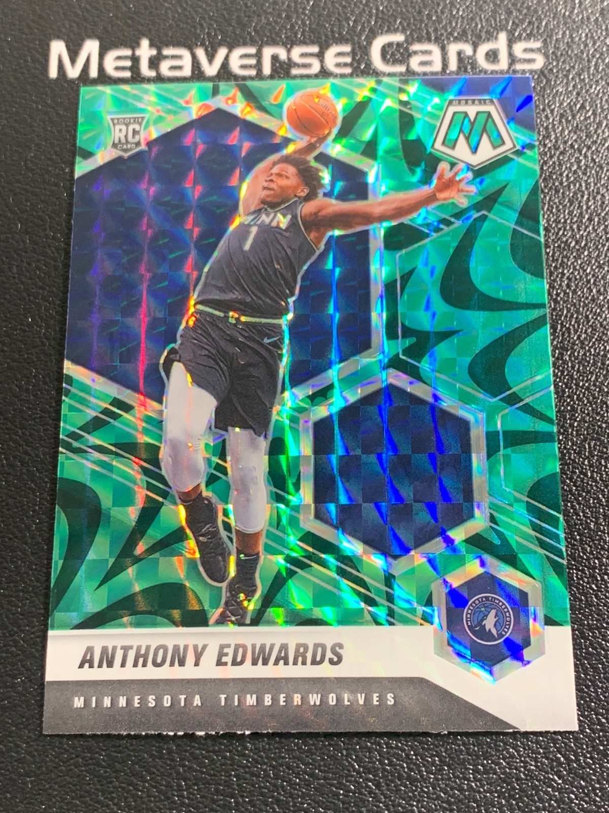 2020-21 Panini Mosaic #201 Anthony Edwards Reactive Green Prizm Rookie RC
