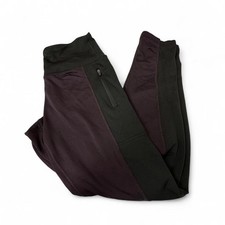 90 DEGREE by REFLEX Purple Black High Rise Side Pockets 7/8 Ankle Leggings, Med