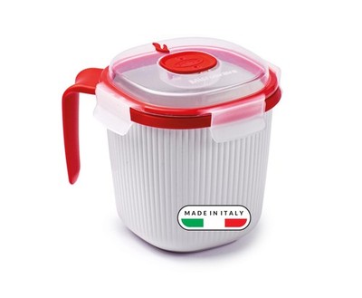 Snips Mikrowellenbecher 07L für heiße Getränke & Suppen Weiß/Rot Made in