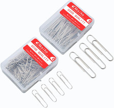 220pcs Silver Paper Clips, Medium and Jumbo Size 1.3 inch 2 inch Office Pape