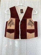Kids Western Suede Handmade Vest Cowboy Horses Rodeo Unisex Mexico