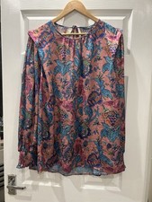 Ladies Lovely Light Pink And Blue Pattern Blouse, Size 22, Next