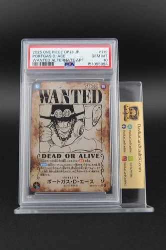 One Piece Portgas D Ace Wanted OP13-119 Alternate Art PSA 10