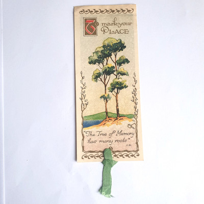 Vintage LESEZEICHEN Hoher Baum der Erinnerung hat viele Wurzeln J H Illustrat...