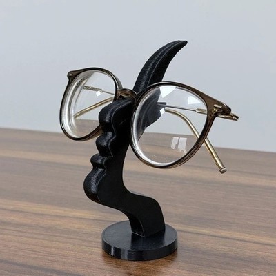 Minimalistischer Brillenhalter 3D gedruckt menschliches Profil Seitengesicht Brillenständer