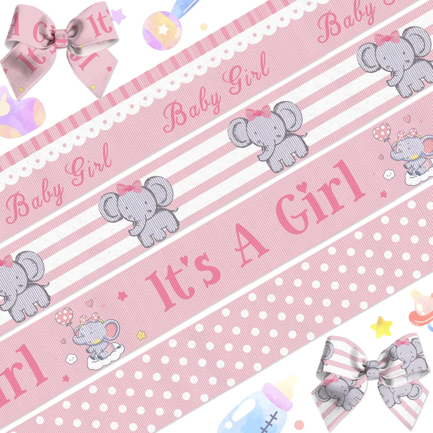 Cake Decor Elephant Ribbons For Gend