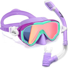 Youth Snorkel Set with Dry Top Mask - Anti-Fog, Leak-Proof Diving Gear