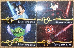 STAR WARS Disney Gift Cards: Jedi Mickey+ Vader Goofy+Yoda Stitch+Maul Donald