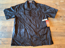 Men's Chispa Guayabera Short Sleeve Dress Shirt Large Black