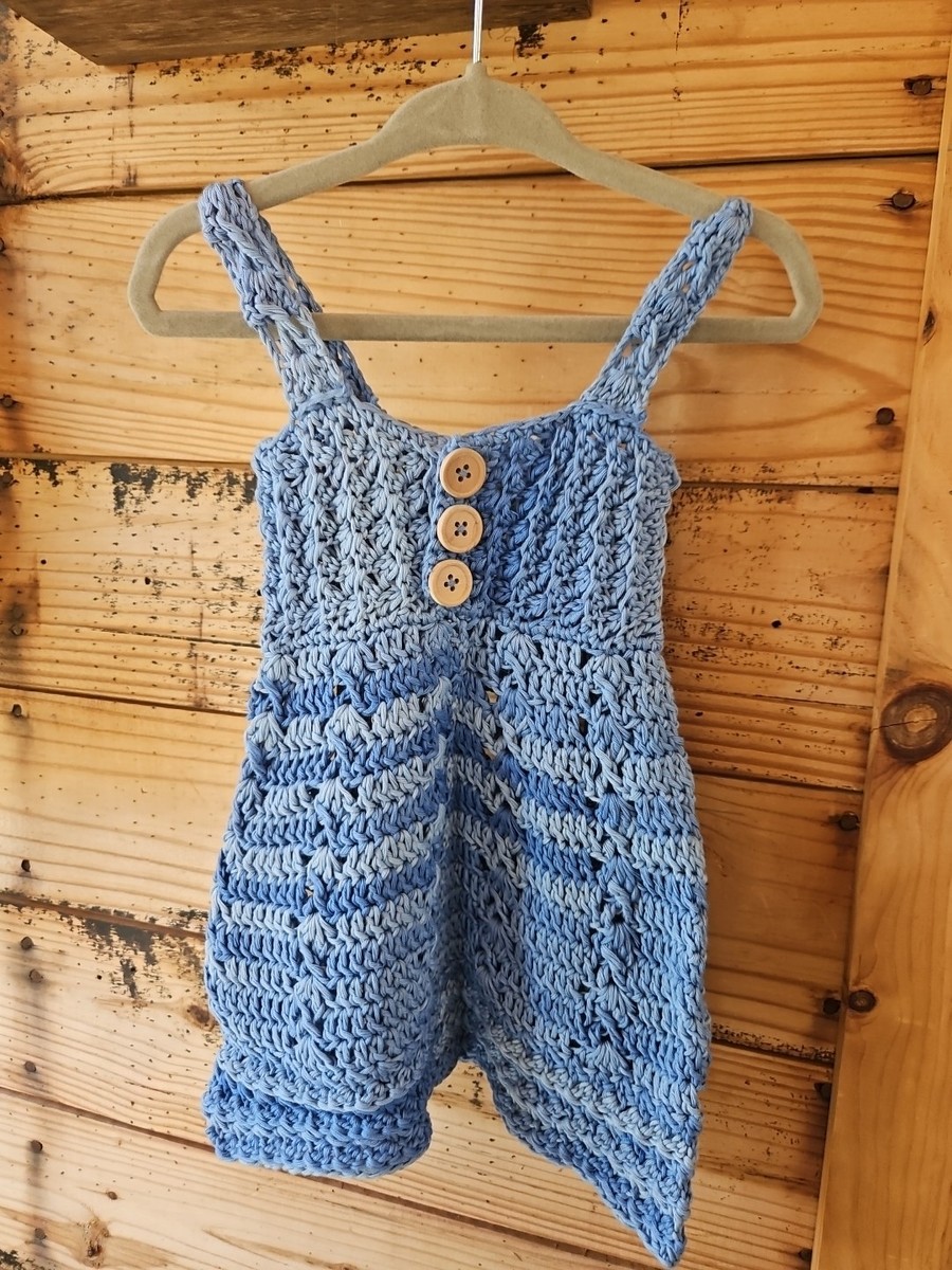 Crochet Baby Sun Dress Set-Handmade By Me In The USA! Fine Cotton 0-3 Month