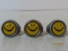 Lot of 3 Vintage Original 1960's Smiley Face Gum Ball Machine Rings real metal