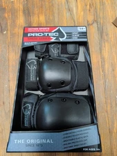 PRO-TEC Spade Series Wrist Elbow Knee Pads Black Age 14+ Rollerblading Boarding 