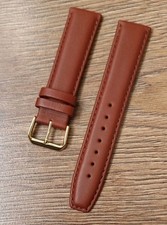 20mm VINTAGE APOLLO GENUINE CALF LEATHER TAN WATCH STRAP, GOLD BUCKLE, NOS..