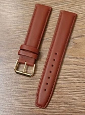 20mm VINTAGE APOLLO GENUINE CALF LEATHER TAN WATCH STRAP GOLD BUCKLE SPRING BARS