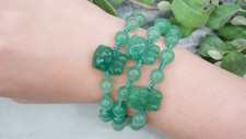 Handmade Adjustable Green Aventurine Hello Kitty Crystal Macrame Bracelet Girls
