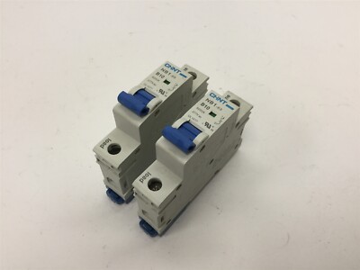Lot of 2 CHINT NB1-63 B10 Circuit Breakers, 1-Pole, Rating: 10A 277VAC 110VDC