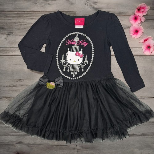 Sanrio Hello Kitty Dress Girls Size 4 Kids Black Tulle Tutu One Piece Outfit - Picture 1 of 6